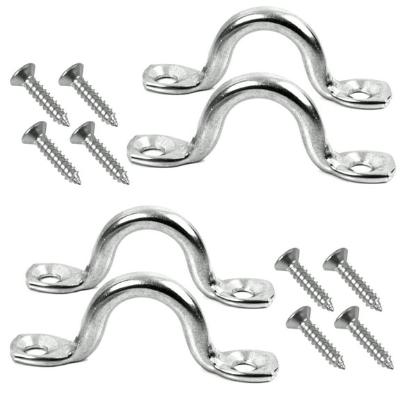 KNOX Pad Eye Loops for Bimini Tops, 316 Stainless Steel, Tie Down Loop, Boat Deck Saddle, Bimini Hardware Fitting, Tie Down Anchor Point, Footman's Loop, Eye Straps for Kayak and Canoe Rigging 4-Pack