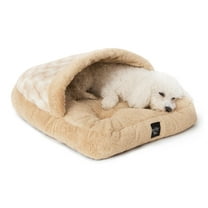 NICOLE MILLER NEW YORK PET Kendall Fluted Geo Cozy Slipper Cave Pet Bed, Cozy & Calming, Water Repellent, Non-Slip Bottom, Machine Washable, Taupe, Small 22"x17"x11"