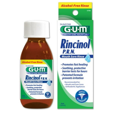 GUM Rincinol P.R.N. Mouth Sore Rinse 4 oz (Best Mouth Rinse For Gums)