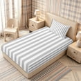 thumbnail image 5 of Meiyoeat Retro Pinstripe Twin Sheets 3pcs, Modern Straight Line Bedding, Gray White,1 Fitted Sheet, 1 Flat Sheet and 1 Pillowcase, 5 of 6