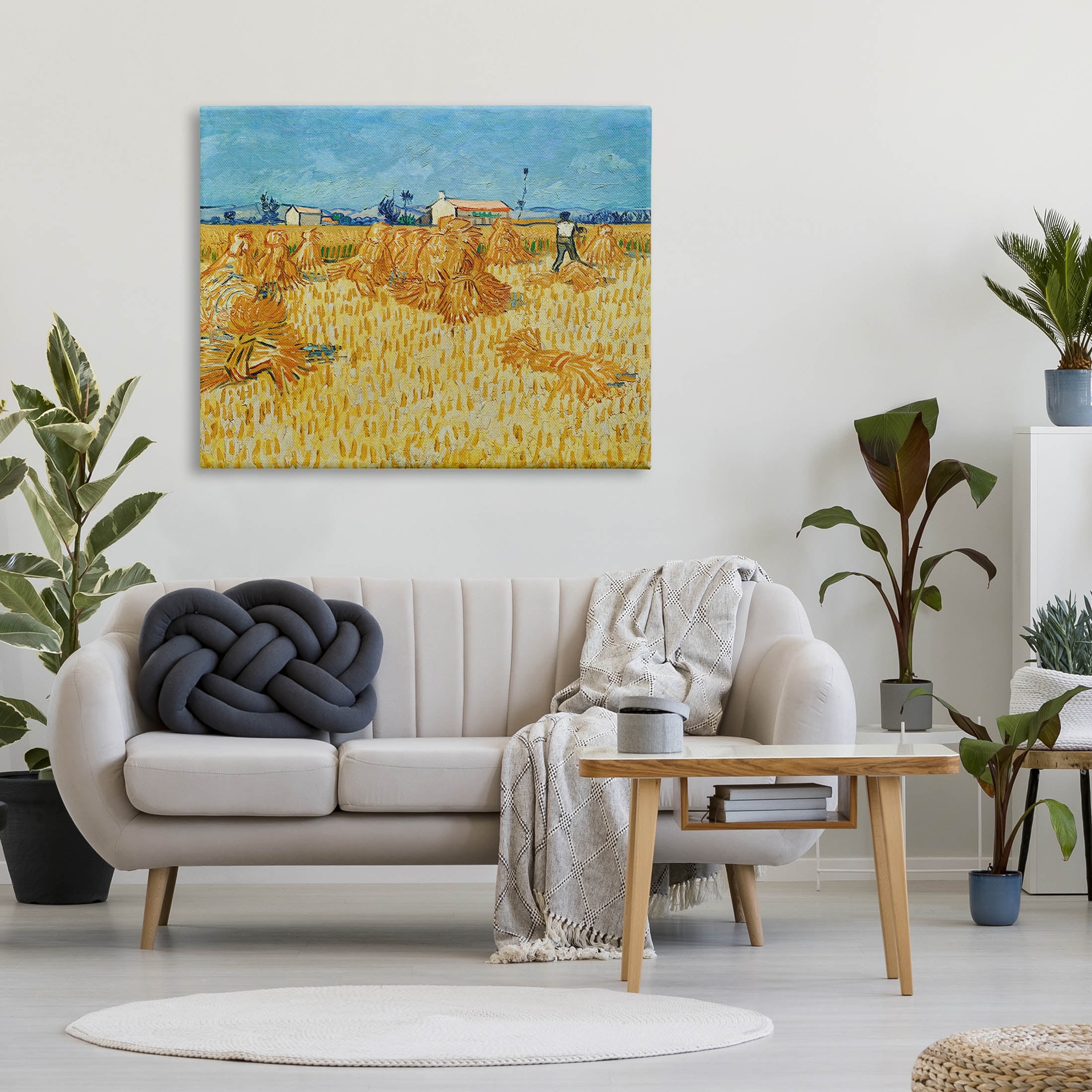 Harvest In The Provence Van Gogh Scenery Landscape Painting Gallery Wrapped Canvas Print Wall Art