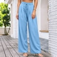 thumbnail image 4 of Womens Wide Leg Sweatpants Pleated Elastic Waist Tie Flowy Lounge Pants Winter Casual Light Blue XL, 4 of 5