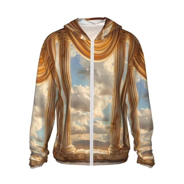 Balery Golden Drapes Pillars Clouds Sudadera ligera de manga larga con capucha y protección solar UPF 50+ para hombre y mujer, ideal para pesca y running-XX-Large