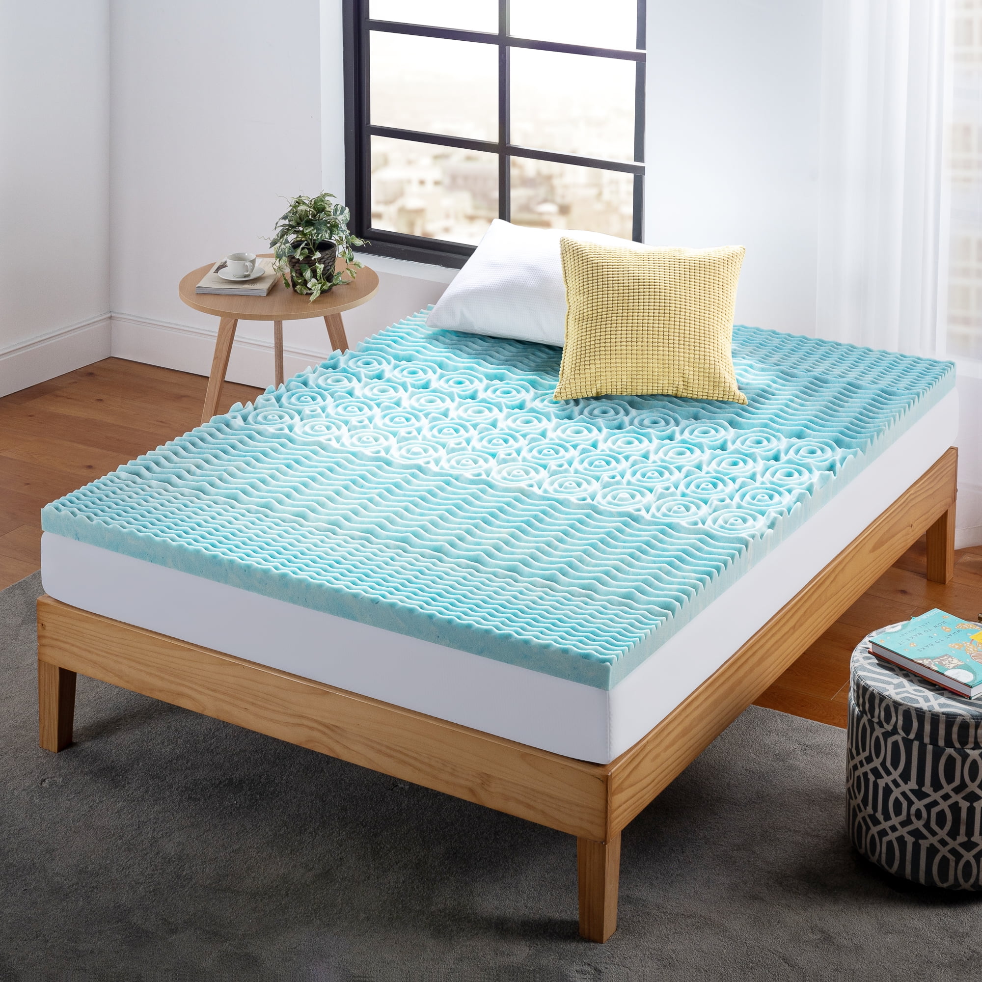 Zinus Spa Sensations 2" Green Tea Gel Memory Foam Zoned Support Mattress Topper, Full