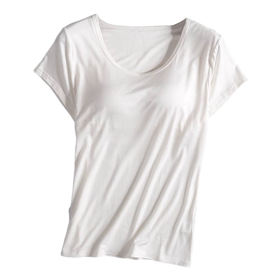 Yuanlong Womens Tshirts Summer Basic Solid Color Crewneck Short Sleeve T-Shirts Soft Stretch Relaxed Casual Tops For Lady