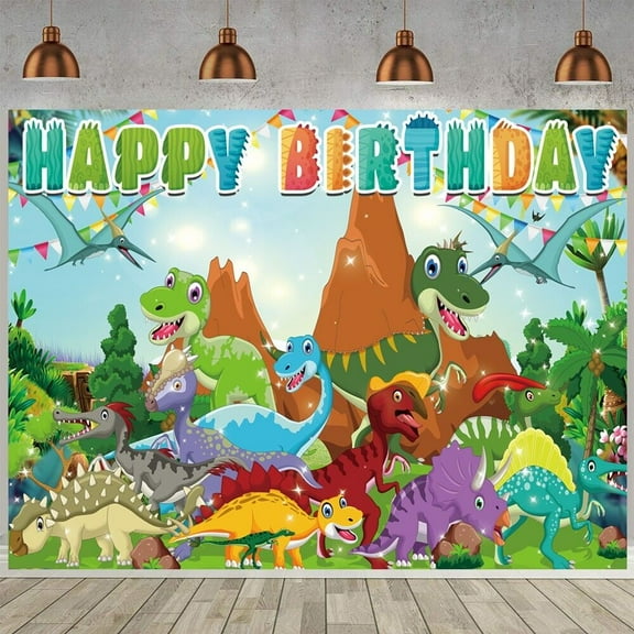 Cartoon Dinosaur Party Supplies Birthday Decoration Backdrop Banner 7x5ft