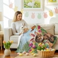 thumbnail image 4 of Throw Blanket Fleece Throw Blanket 40x50in, Spring Easter Cute Bunny Cat Soft Lightweight Bed Blankets Watercolor Eggs Flowers Fuzzy Couch Blankets for All Season, 4 of 9