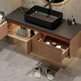 thumbnail image 3 of 48 Inch Floating Bathroom Vanity with Sink Combo, Mid Century Modern Wall Mounted Bathroom Storage Cabinet with Black Sintered Stone Countertop, Ceramic Basin Sink, 3 of 6