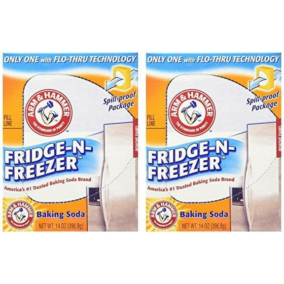 Arm & Hammer Baking Soda, Fridge-N-Freezer Pack, Odor Absorber, 14 oz - 2 Pack
