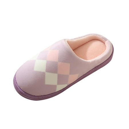 

Cptfadh Slippers For Women Shoes Women s Shoes Couple Style Plaid Plush Home Warm Cotton Slippers