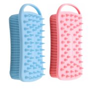 2Pack Dual Sided Silicone Body Scrubber for Exfoliating, Shower and Scalp Massage, 2 in 1 Bath & Shampoo Brush,Soft Exfoliating Body Shower Scrubber Brush (Pink&Blue)