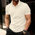 thumbnail image 2 of Men Short Sleeve Polo Shirt Casual Summer Collar Shirts Dress Button Polo T Shirt Classic Golf Shirts Beige XXL, 2 of 4