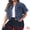 Snow Washed Blue, variant on DARING DIVA Women's Plus Size Short Sleeves Button Down Jean Jacket 2X Gray Blue