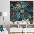 thumbnail image 3 of Designart 'Fractal Blue Flowers Pattern' Floral Art Print on Natural Pine Wood, 3 of 5