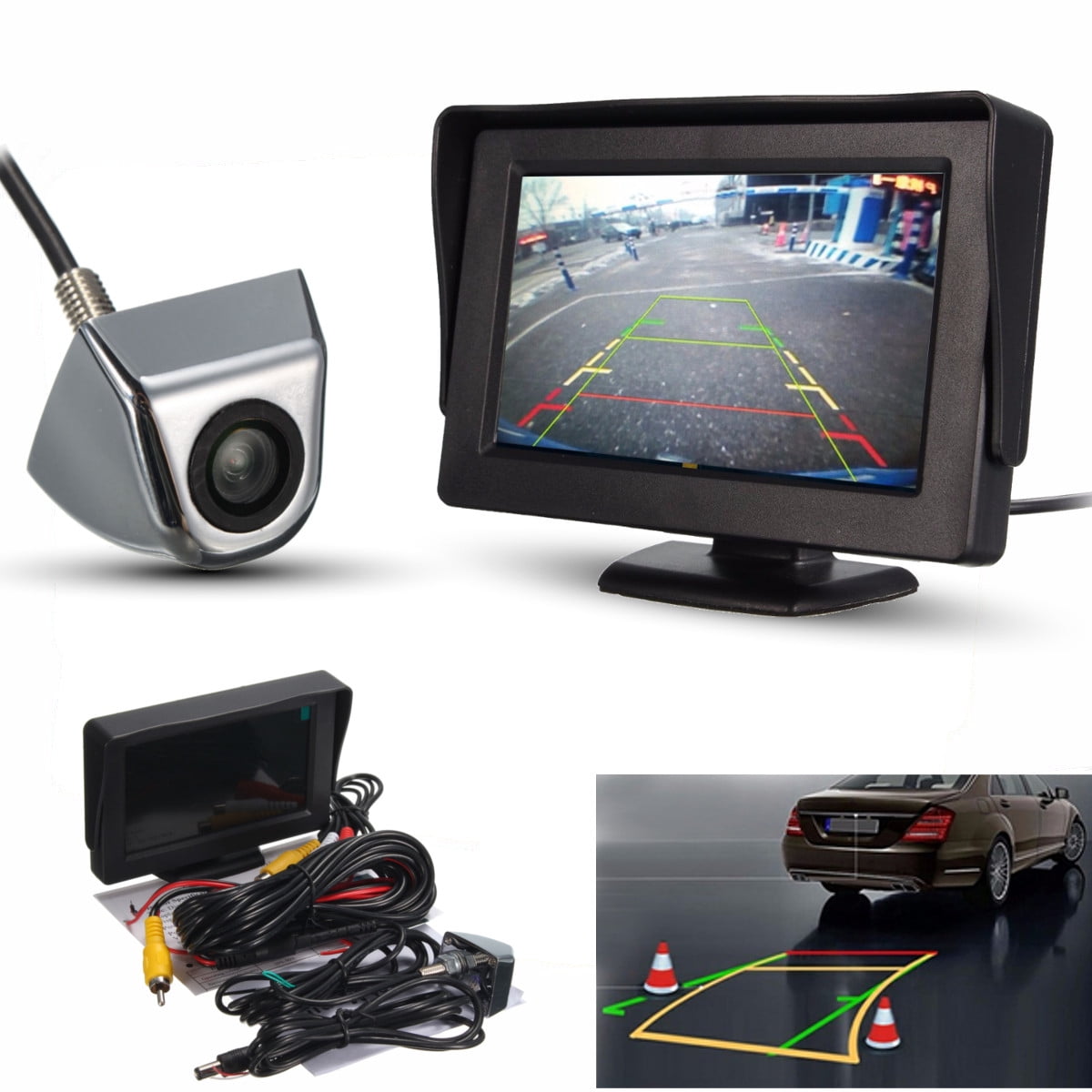 4.3'' HD Backup Rear View Car Camera Screen Monitor System + Waterproof