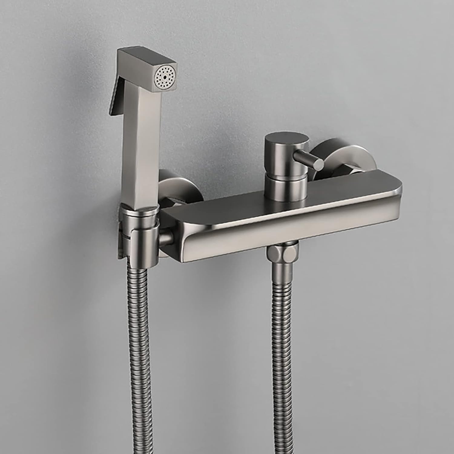 Handheld Bidet Sprayer for Toilet, Gray Cloth Diaper Sprayer Kit Wall Mounted Brass Bidet Sprayer Set Single Handle Toilet Bidet Sprayer Kit with 150cm Shower Hose,Type a
