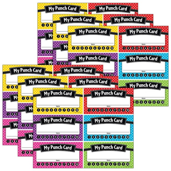 Teacher Created Resources Polka Dots Punch Cards, 60 Per Pack, 6 Packs