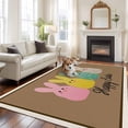 thumbnail image 3 of Easter 5'x8' Area Rug for Living Room, Colorful Bunny Spring Cartoon Cute Rabbits Brown Washable Non-Slip Rugs for Bedroom Nursery Dining Room, Low-Pile Kitchen Carpet Large Entryway Rugs, 3 of 9