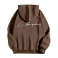 thumbnail image 4 of MHFRRA Sudadera con Capucha y Estampado de Letras para Uso Informal y Comodidad Diaria Marrón, 4 of 5