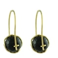 thumbnail image 2 of Black Onyx Natural Gemstone Round Ball Shape 925 Sterling Silver Uniqe Drop Dangle Earrings, 2 of 4