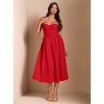 thumbnail image 4 of Red Spaghetti Strap Sweetheart Neck Fit & Flare Midi Dress, 4 of 30