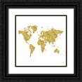 thumbnail image 1 of Murdock, Ramona 15x15 Black Ornate Wood Framed with Double Matting Museum Art Print Titled - World Map Burnished Gold, 1 of 4