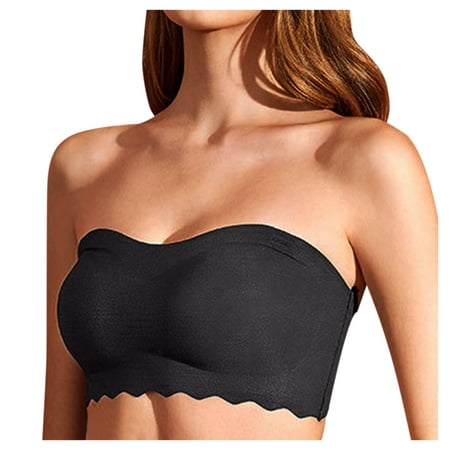 

Aayomet Womens Plus Size Bra Strapless Chest Wrap Women s Underwear Bra Back Beautiful Non-Slip Black XX-Large