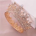thumbnail image 4 of Minnieouse de reina de cristal redonda de Color dorado, nupcial de diamantes de imitación, joyería para el cabello de boda para Cuidado del cabello dorado, 4 of 6