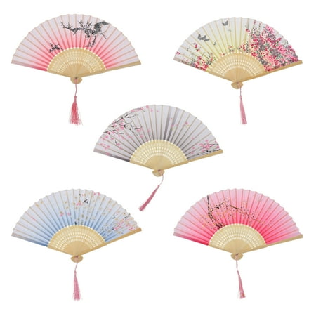 

Hemoton 5Pcs Japanese Style Hand Fan Floral Pattern Folding Hand Fan Vintage Fan