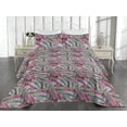 thumbnail image 2 of Ambesonne Exotics Quilted Bedspread Set 3 Pcs, Aloha Leaves Dreamy Print, Queen, Pastel Pink Soft Blue, 2 of 4