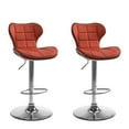 thumbnail image 1 of CorLiving Remi Modern Faux Leather Square Tufted Adjustable Swivel Indoor Bar Stools, Red (Set of 2), 1 of 7