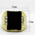 thumbnail image 2 of IP Gold(Ion Plating) Stainless Steel Ring with Synthetic Onyx in Jet for Women Jet Stone Color Style TK1236 Size 12, 2 of 4