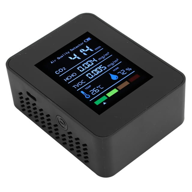 Monitor Inteligente de Del Aire, CO2 TVOC HCHO Temperatura de Humedad 5 en 1, Medidor de del Aire, Detector Portátil de del Aire Para Interiors
