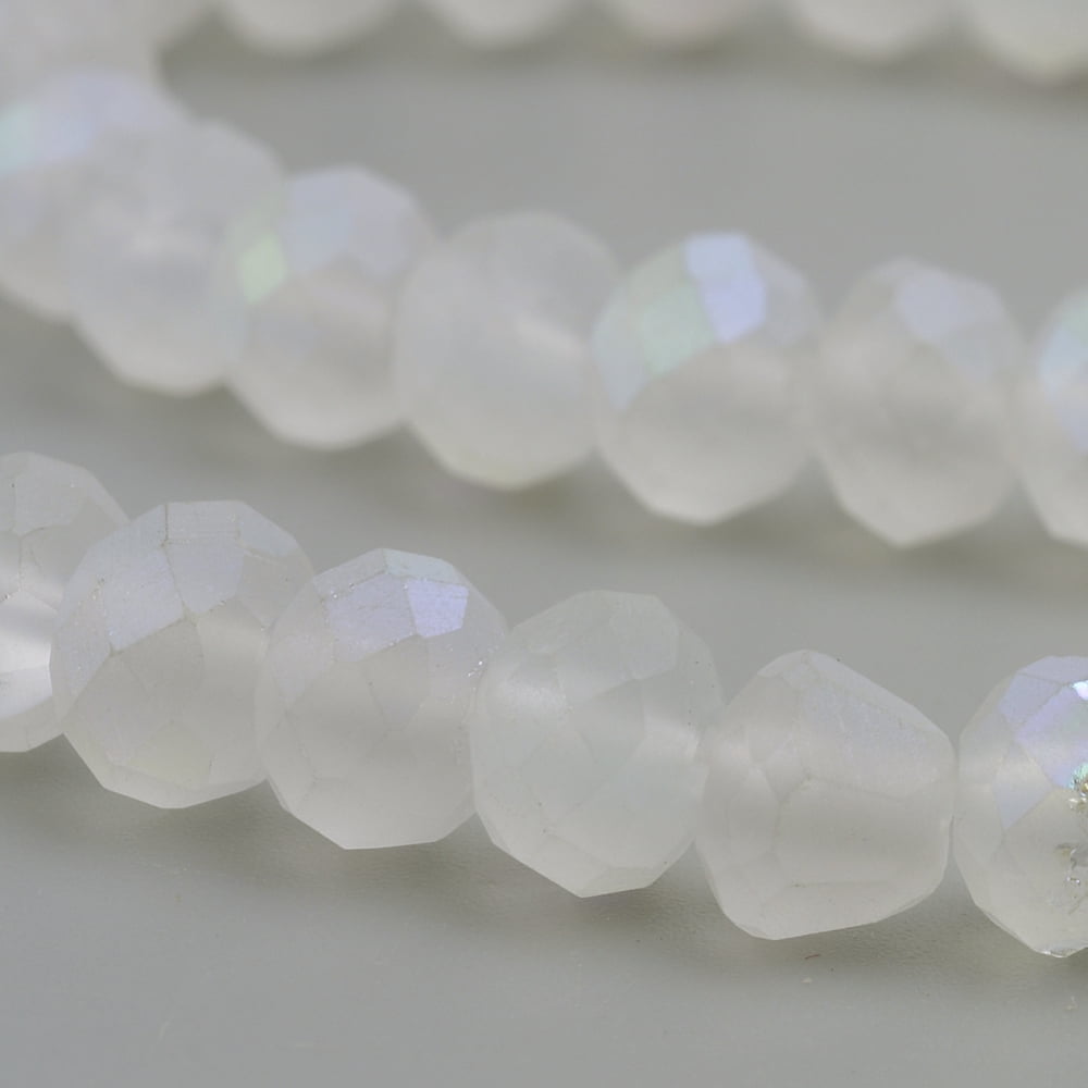 Electroplate Glass Beads Strands Faceted Half Plated Matte Style Rondelle Clear AB 4x3mm Hole: 1mm about 113~115pcs/strand 41~42cm
