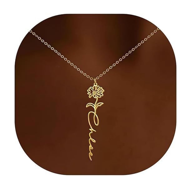 Collar con colgante de flor de nacimiento para mujer, collar con colgante de flor para el mes de nacimiento, regalo de cumpleaños para el día de la madre, para mamá, hermana, mejor amiga.