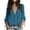 Navy, variant on Women's Linen Deep V Neck 3/4 Sleeve Tops Loose Fit Dressy Casual Solid Color Shirts Adjustable Drawstring Ruched Cuff Button Down Front Blouses M
