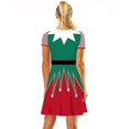 thumbnail image 3 of Robe de Noël pour Femmes Imprimé Rouge Vert Robes de Vacances pour Noël, 3 of 5