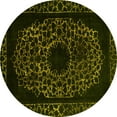 thumbnail image 1 of Ahgly Company Machine Washable Indoor Round Abstract Yellow Modern Area Rugs, 3' Round, 1 of 4