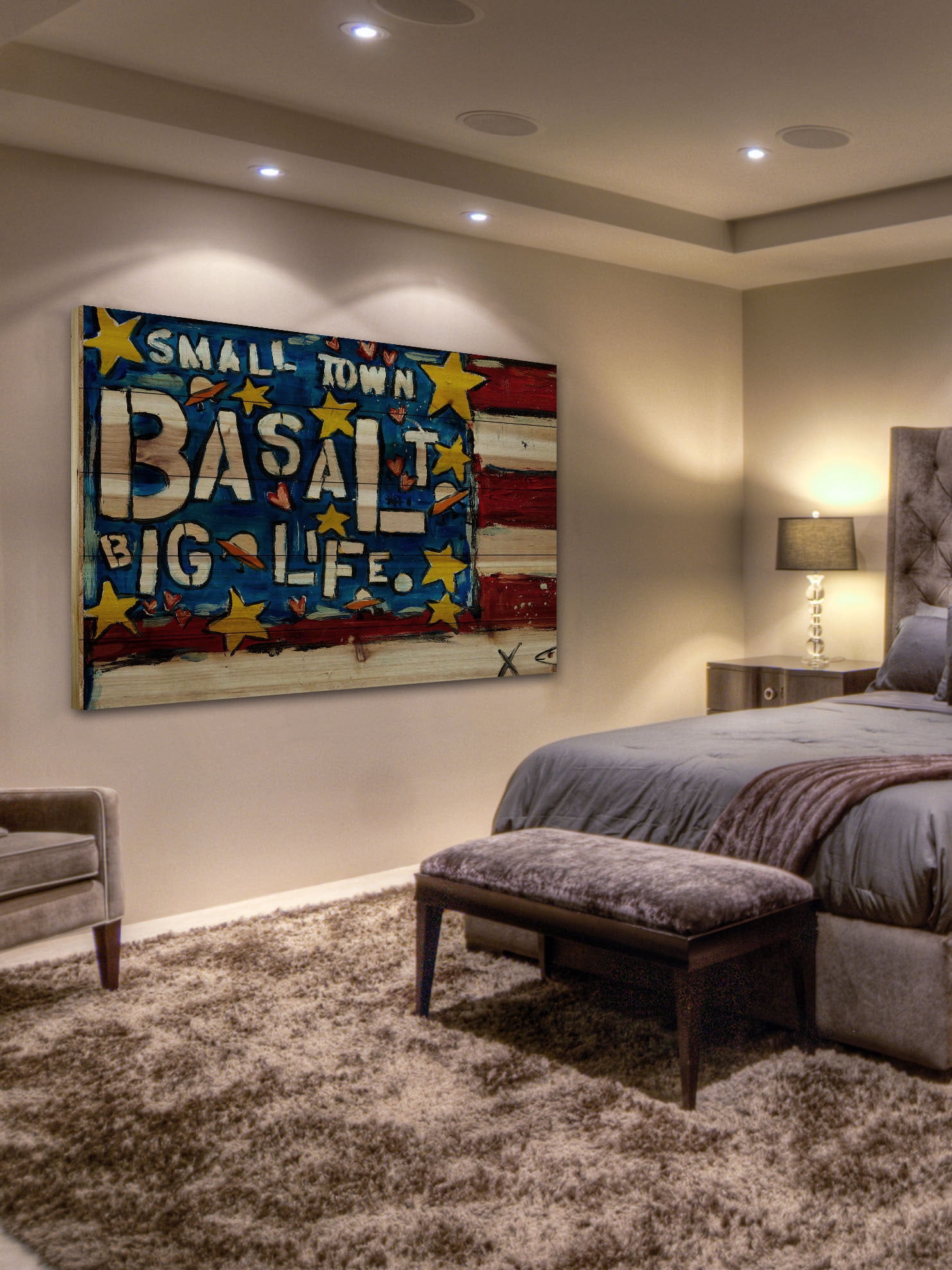 Marmont Hill "Basalt Flag" by Tori Campisi Painting Print on Natural Pine Wood
