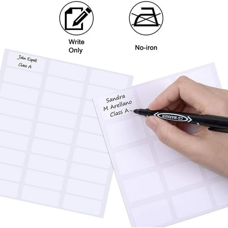 Wisdompro No-Iron Fabric Labels, Writable Clothing Labels Name Labels for Daycare, School and Nursing Home - 5 Sheets