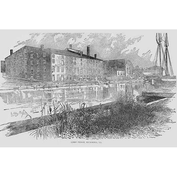Libby Prison - River View-Fine Art Canvas Print (20" x 30")