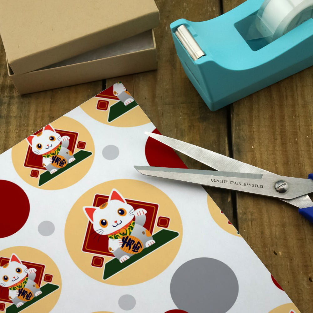 Cute Lucky Cat Maneki-Neko Premium Gift Wrap Wrapping Paper Roll 