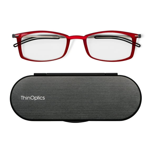 ThinOptics FrontPage collection - Brooklyn Red 1.0 Glasses with Milano Black Case