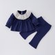 thumbnail image 1 of Conjunto de ropa coreana para niñas de 0 a 4 años, Top y pantalones con cuello de hoja de loto de encaje, traje de 2 uds para niños, traje de camisa de muñeca para niños de primavera, 1 of 6