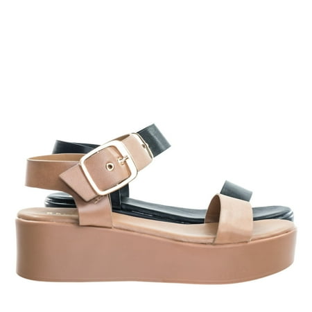 

Bonus12 by Bamboo Flatform Open Toe Sandal w Adjustable Ankle Strap (Women)