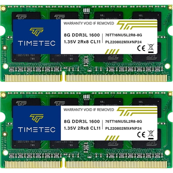 Timetec 16GB KIT(2x8GB) DDR3L/DDR3 1600MHz(DDR3L-1600) PC3L-12800 Non-ECC Unbuffered 1.35V/1.5V CL11 2Rx8 Dual Rank 204 Pin SODIMM Laptop Notebook RAM