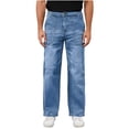 thumbnail image 5 of Miqool Mens Elastic Waist Jeans Washed Straight Leg Denim Pants Loose Fit Casual Trousers with Zipper and Button, 5 of 8