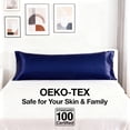thumbnail image 2 of Flxxie Satin Body Pillow Cover - Ultra Soft Cooling 20"x54" Pillowcase for Hair & Skin, Anti Wrinkle - Envelope Closure - 1 Pack - Navy Blue, 2 of 5