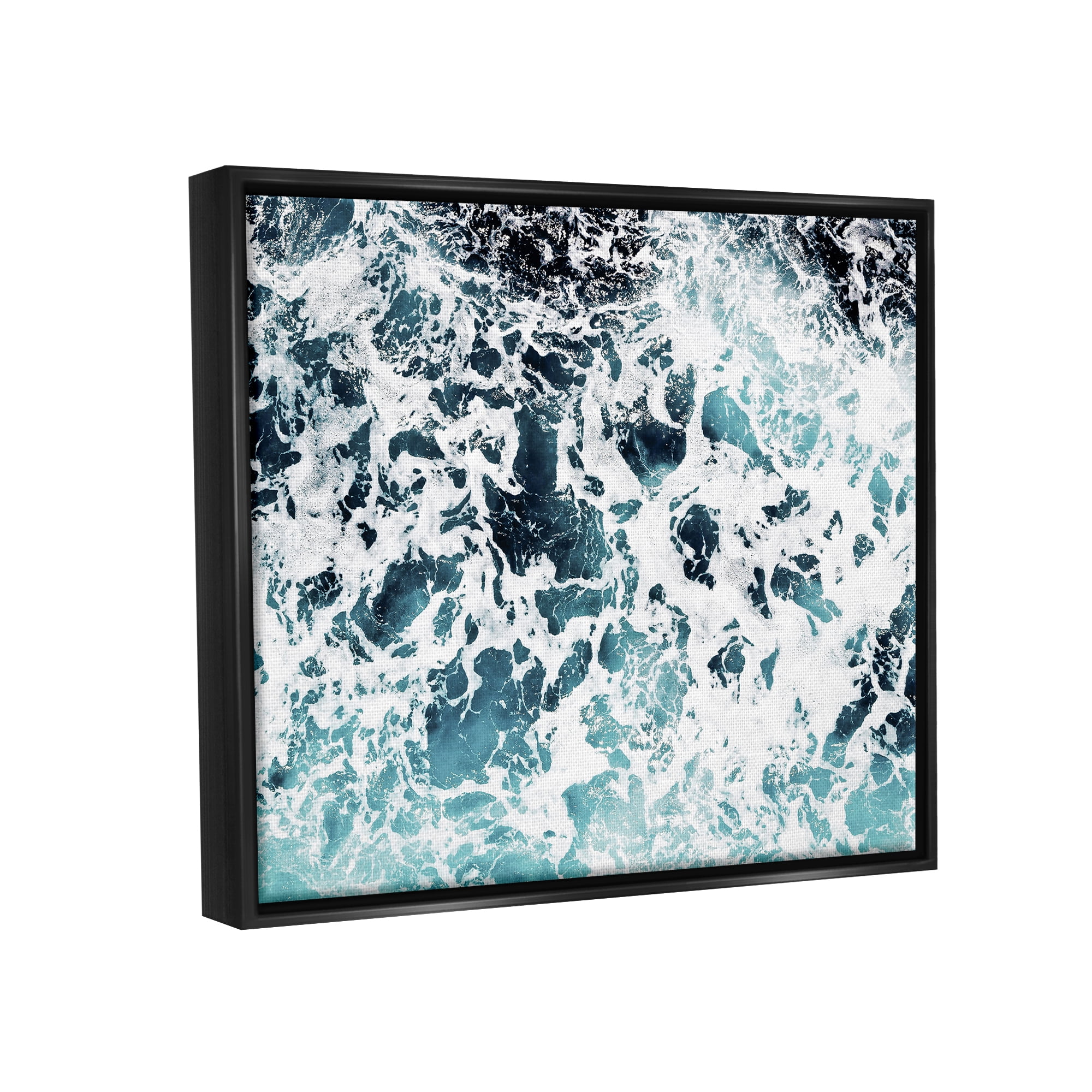 Stupell Industries Abstract Ocean Foam Pattern Nature Painting Black Floater Framed Art Print Wall Art, 31 x 25