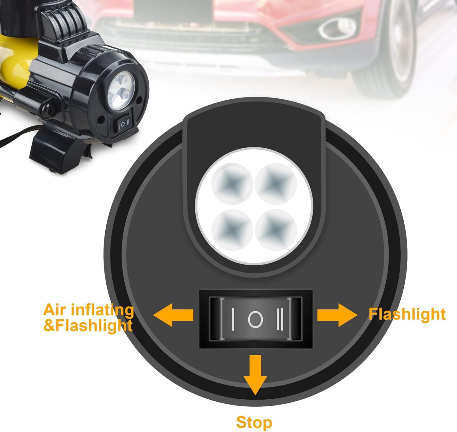 Tire Inflator Portable Air Compressor, DC 12V Tire Air Pump with LCD and 150PSI Digital Pressure Gauge, Portable Tire Inflator for Car Tires, Motorcycles, Bike, Ball Yellow
